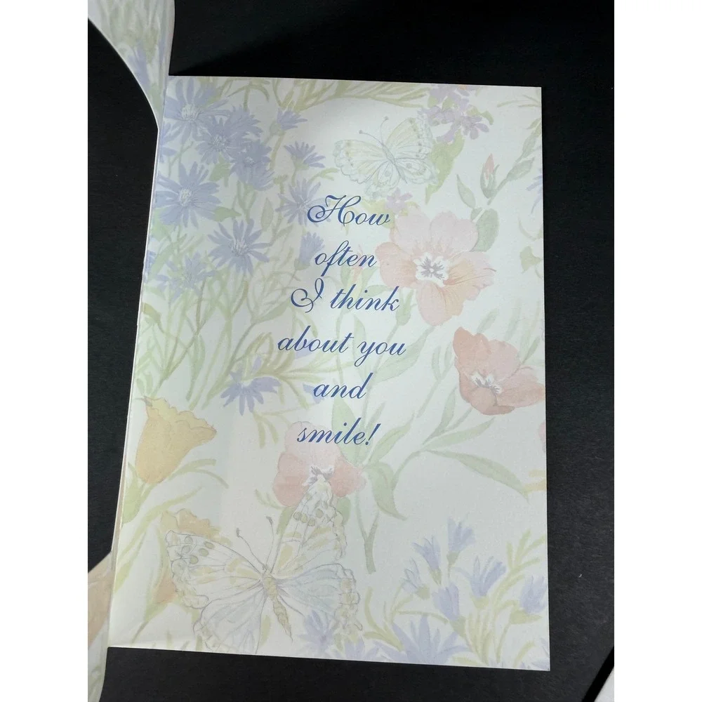 VTG PVA Friendship Greeting Cards Set 5 Blue Floral Butterfly Note Cards